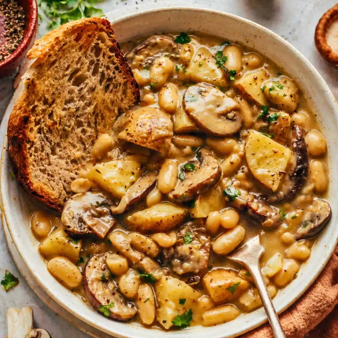 Cozy White Bean Mushroom Stew (Vegan)