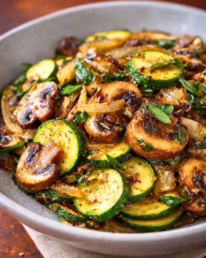 Sauteed Zucchini Mushrooms and Onions