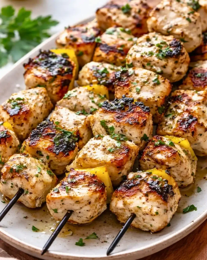 Easy Greek marinated chicken kabobs