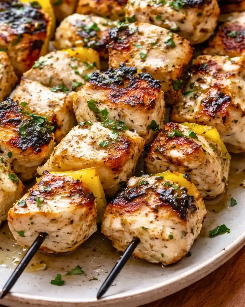 Easy Greek marinated chicken kabobs