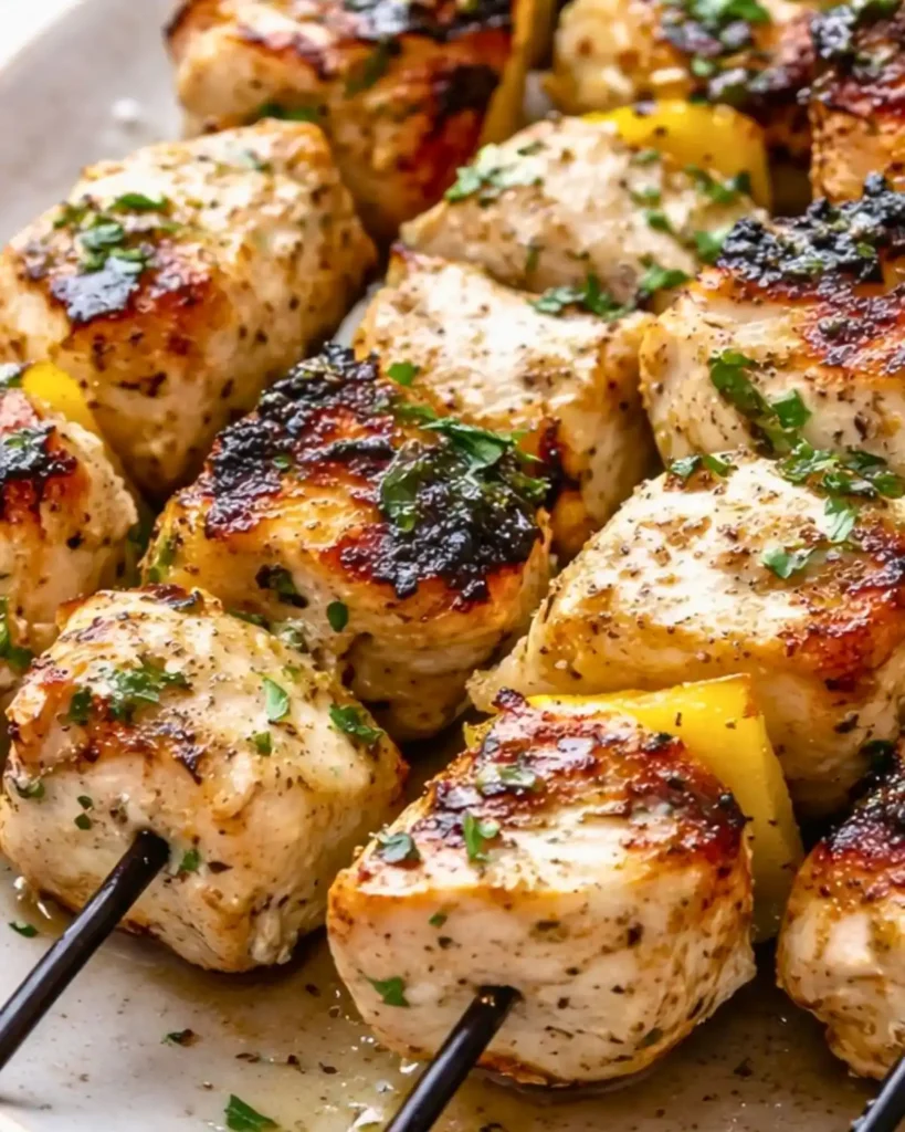 Easy Greek marinated chicken kabobs