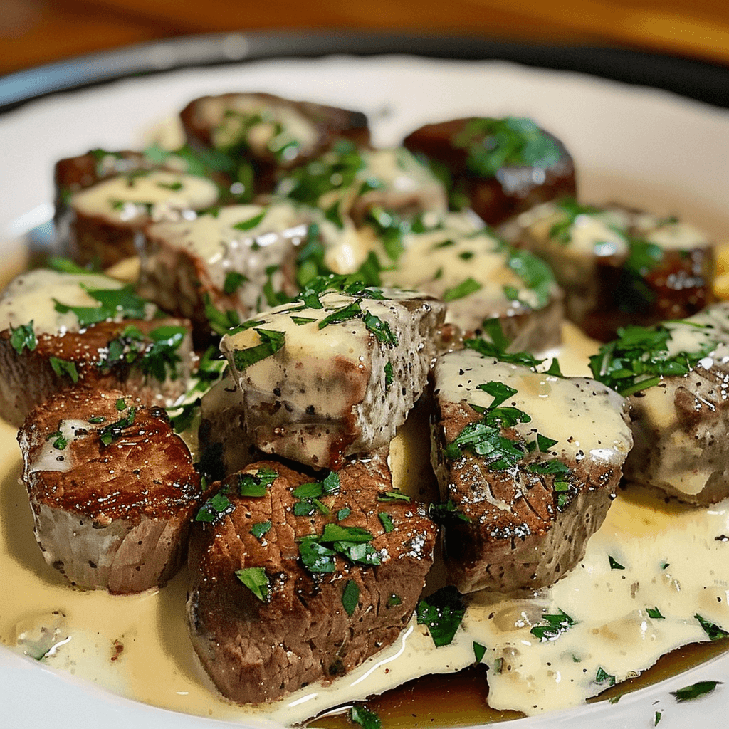 Garlic Butter Steak Bites with a Rich Parmesan Cream Sauce