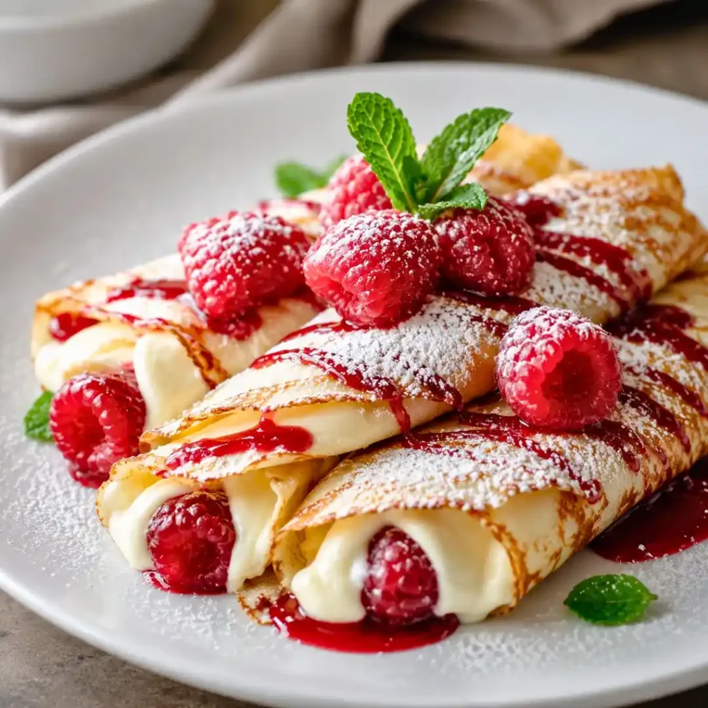 Delicious Raspberry Vanilla Cream Crepes – Light & Fluffy!