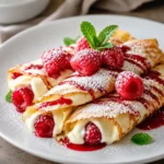 Delicious Raspberry Vanilla Cream Crepes – Light & Fluffy!