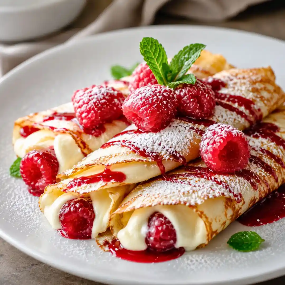 Delicious Raspberry Vanilla Cream Crepes – Light & Fluffy!