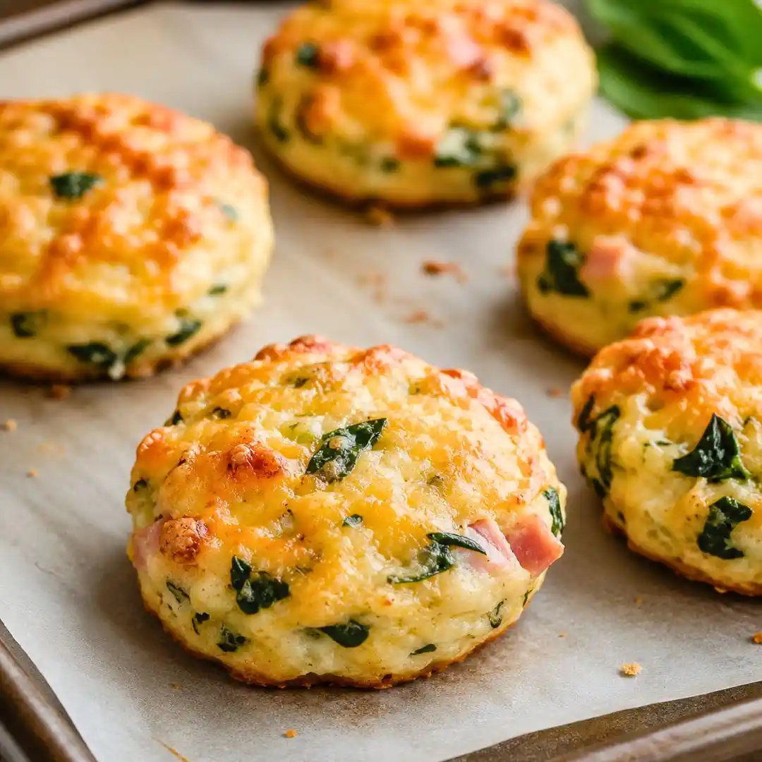 High-Protein Breakfast Biscuits with Ham and Cheese