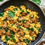 10-Minute Mushroom Spinach Scrambled Eggs (High-Protein)