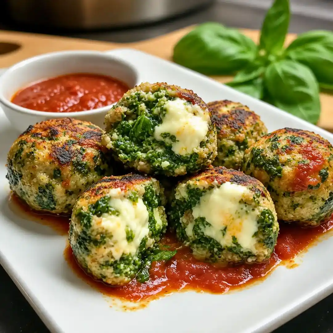 Spinach Meatballs with Mozzarella: Quick and Easy