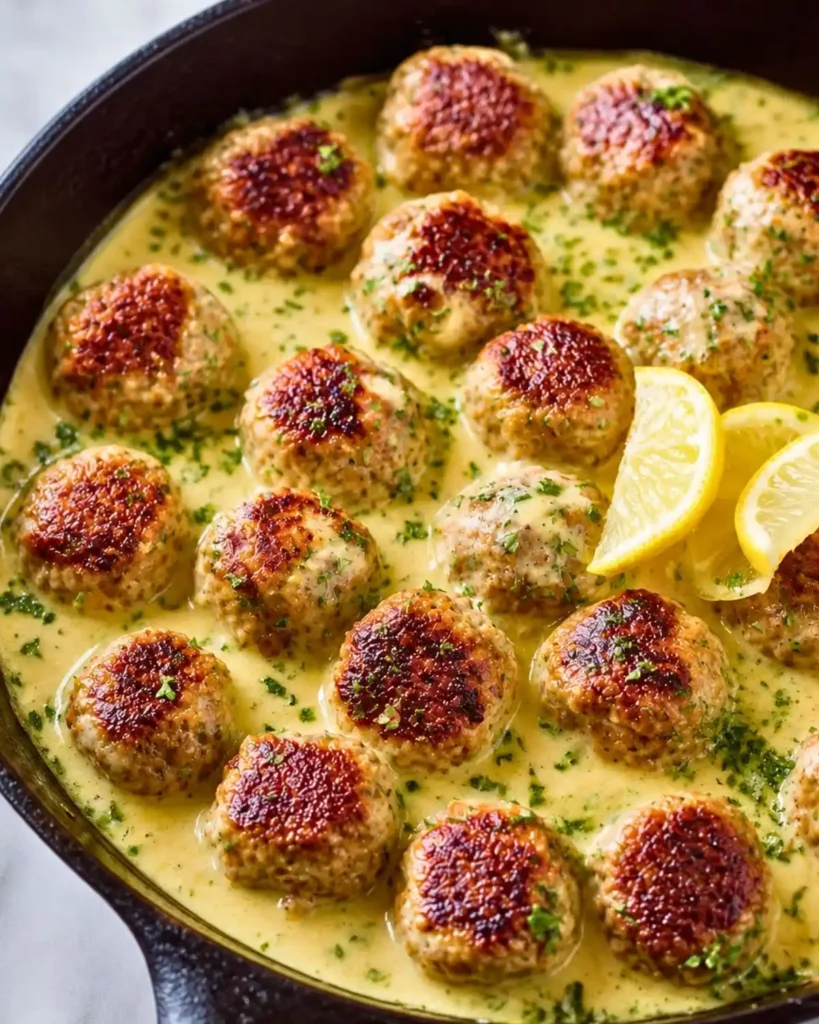 Greek Chicken Meatballs in Lemon Cream Sauce Recipe