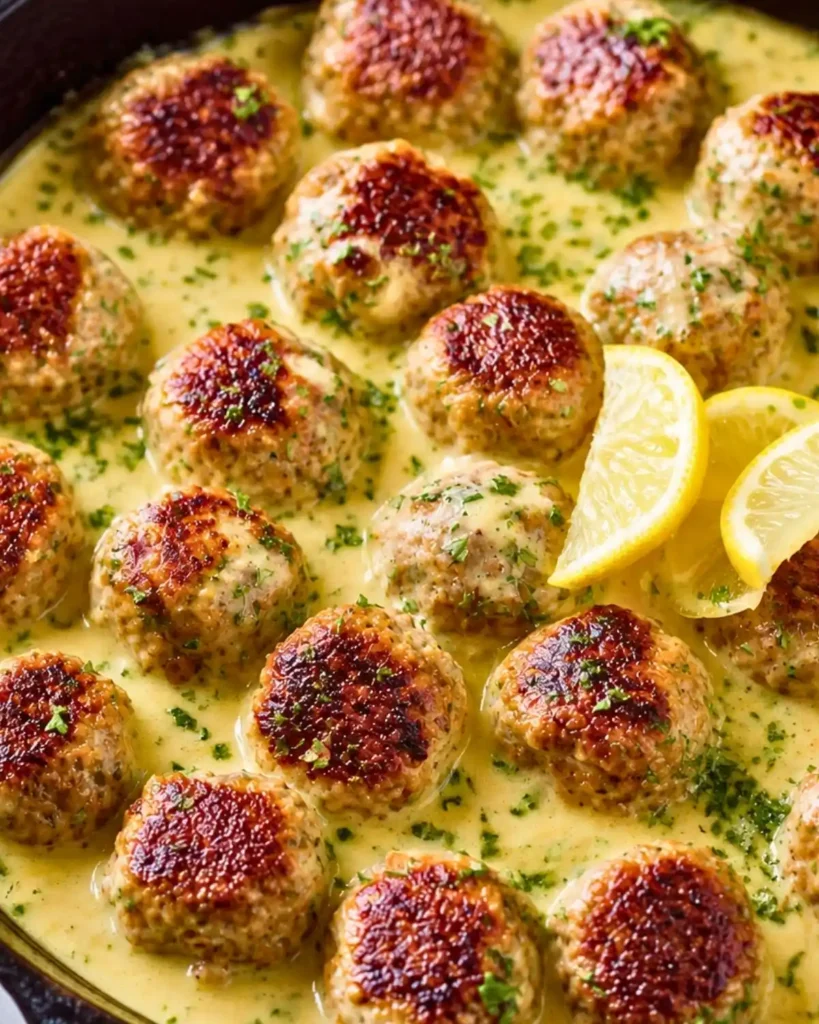 Greek Chicken Meatballs in Lemon Cream Sauce Recipe