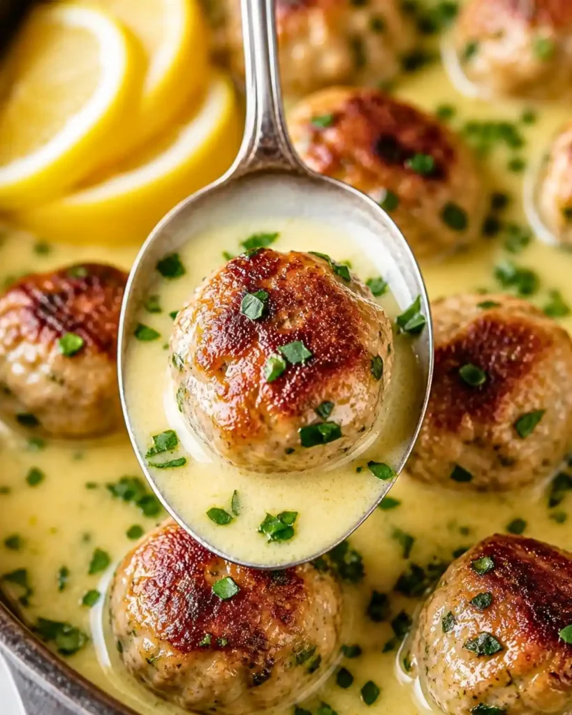Greek Chicken Meatballs in Lemon Cream Sauce Recipe