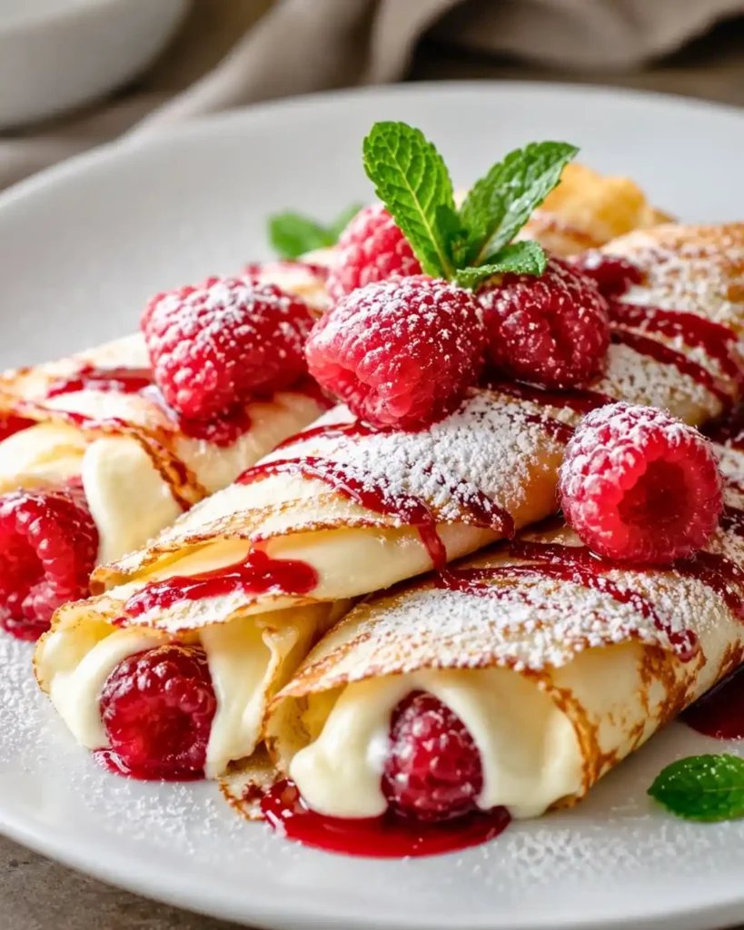 Delicious Raspberry Vanilla Cream Crepes – Light & Fluffy!