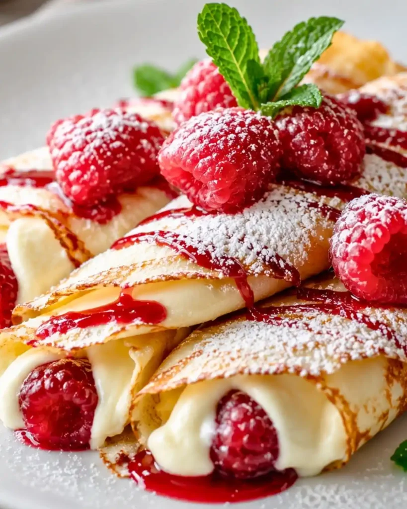 Delicious Raspberry Vanilla Cream Crepes – Light & Fluffy!