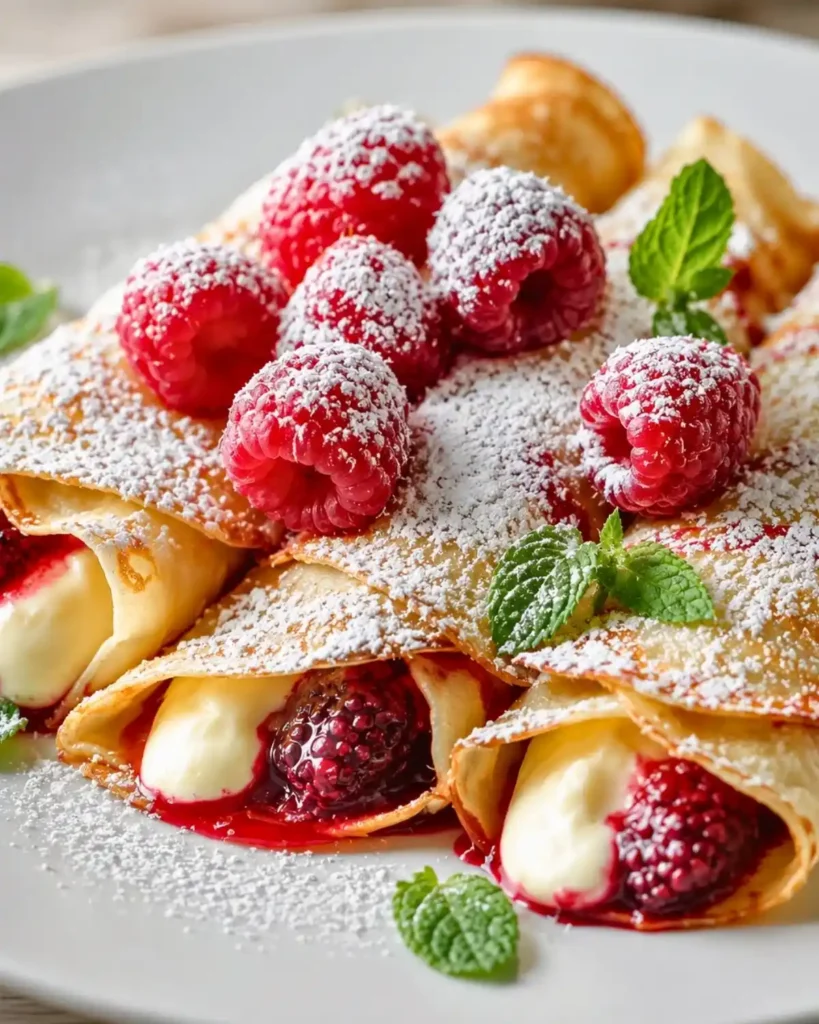 Delicious Raspberry Vanilla Cream Crepes – Light & Fluffy!