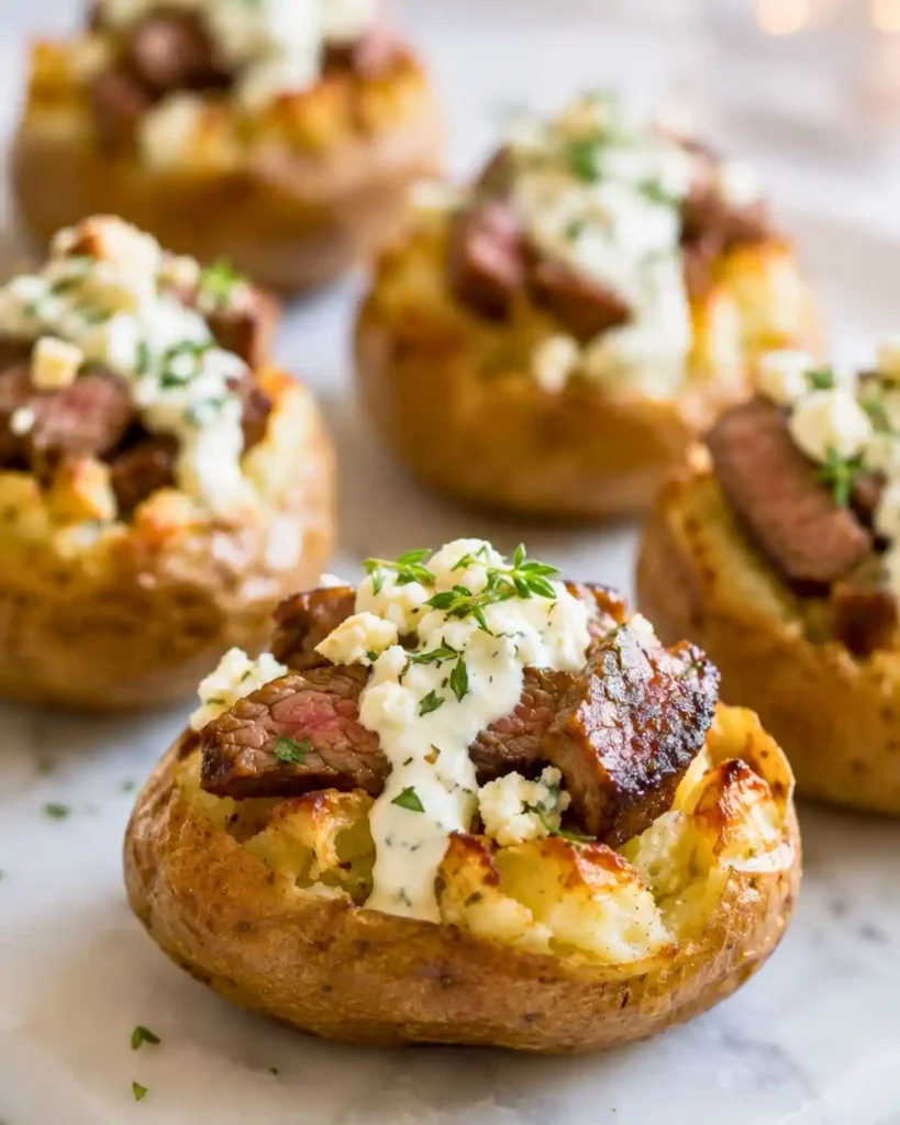 Loaded Baked Potatoes with Steak Bites