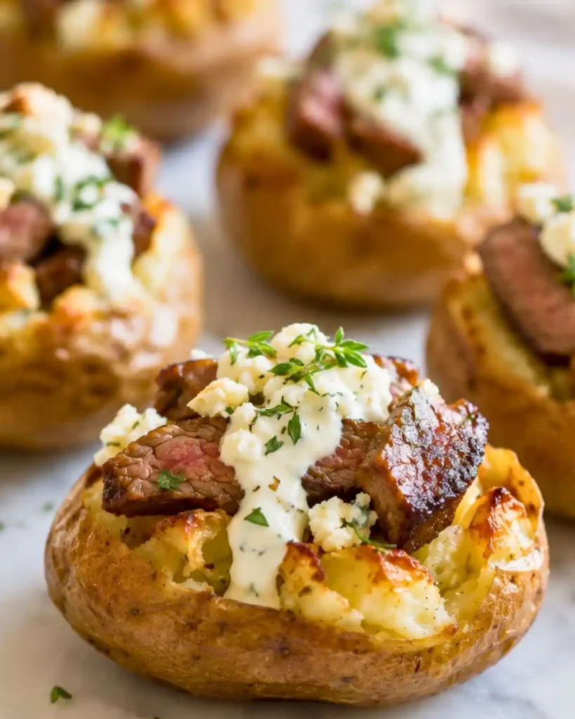Loaded Baked Potatoes with Steak Bites