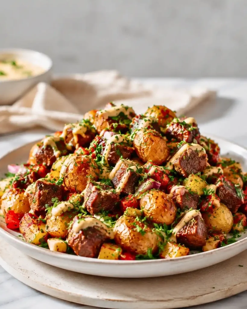 Loaded Baked Potatoes with Steak Bites