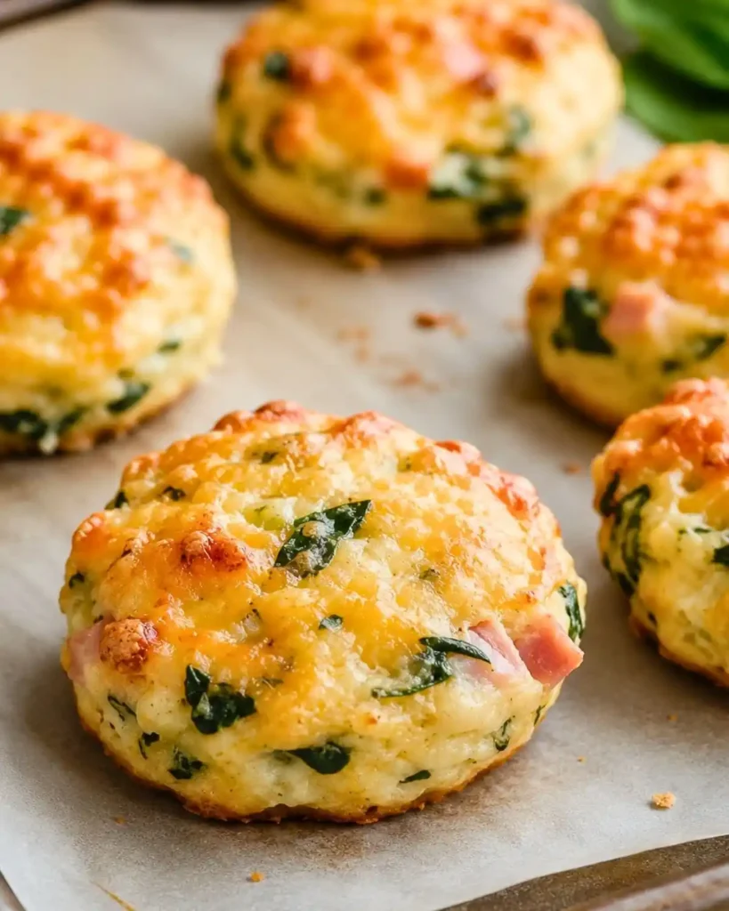 High-Protein Breakfast Biscuits with Ham and Cheese