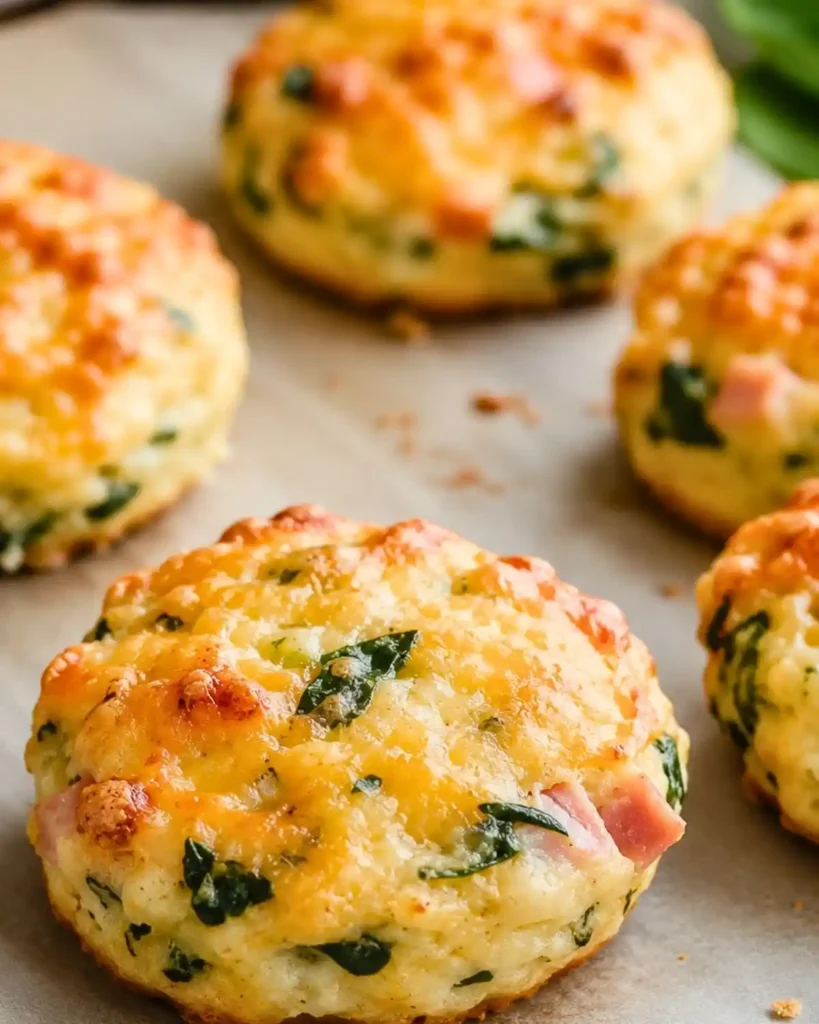 High-Protein Breakfast Biscuits with Ham and Cheese