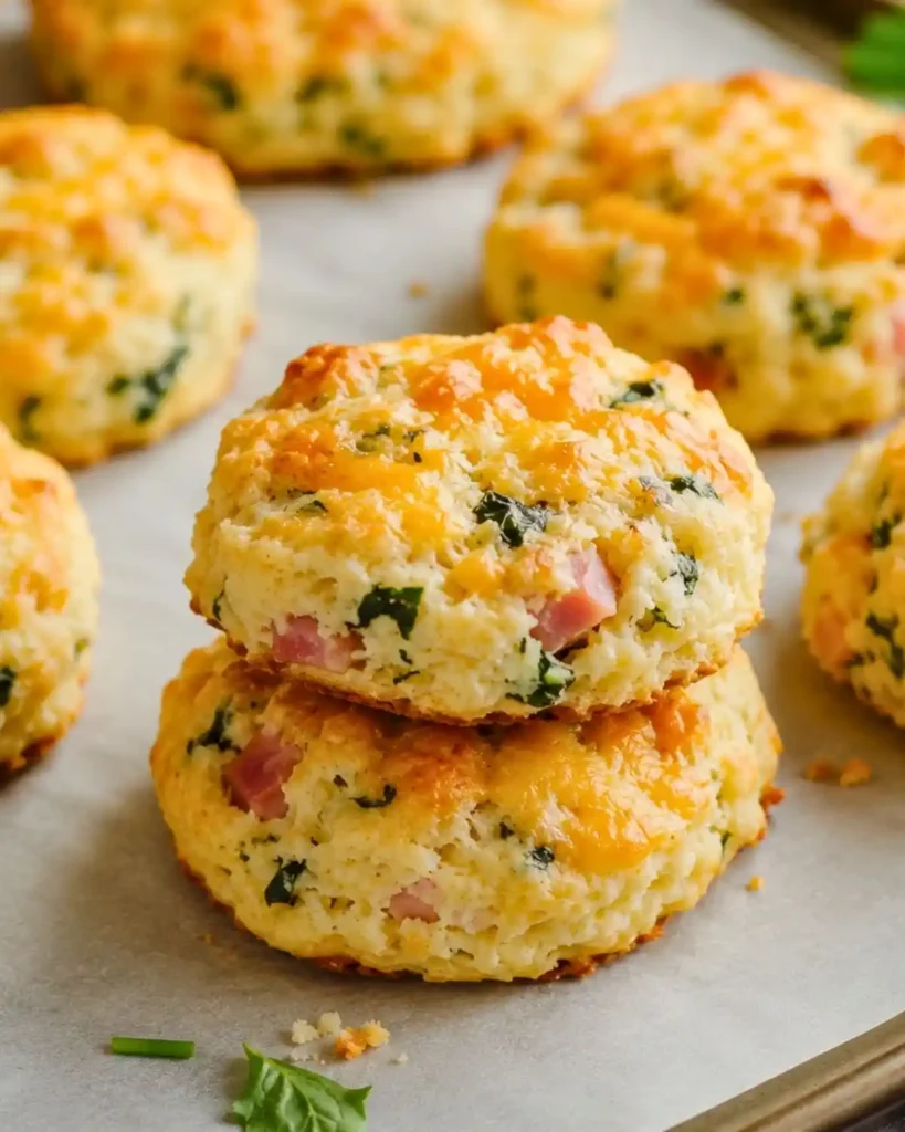 High-Protein Breakfast Biscuits with Ham and Cheese