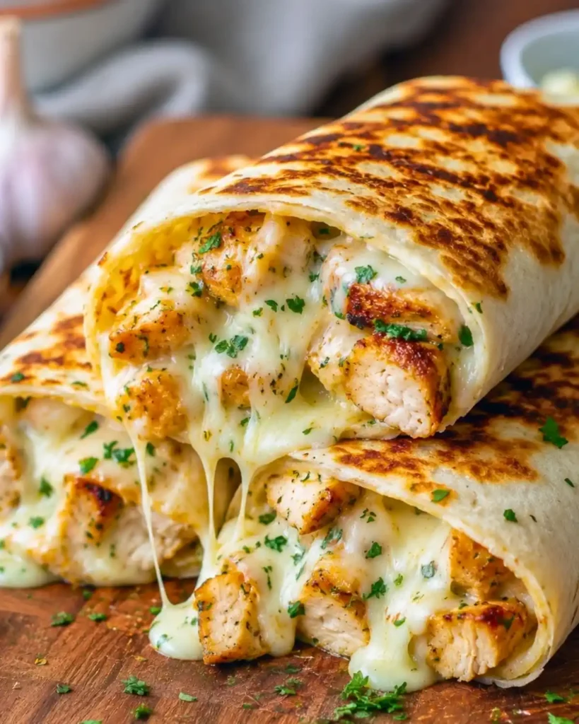 Low Carb Cheesy Garlic Chicken Wraps