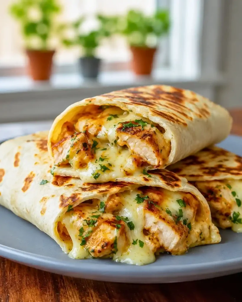 Low Carb Cheesy Garlic Chicken Wraps
