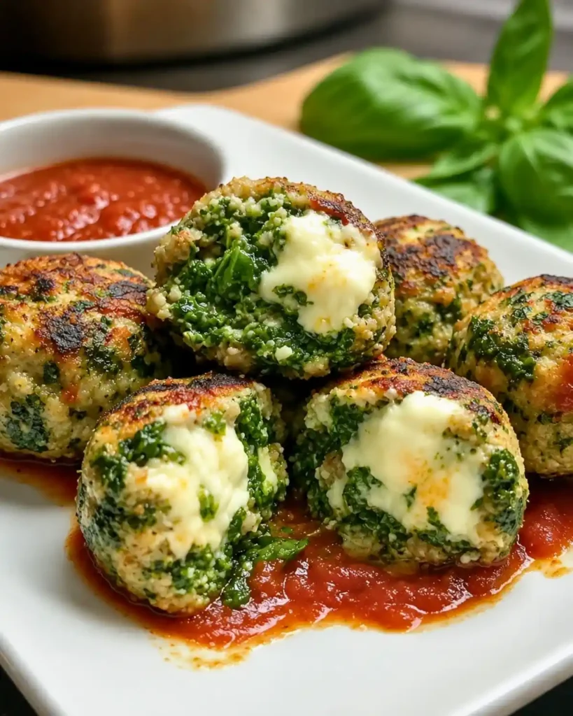 Spinach Meatballs with Mozzarella: Quick and Easy