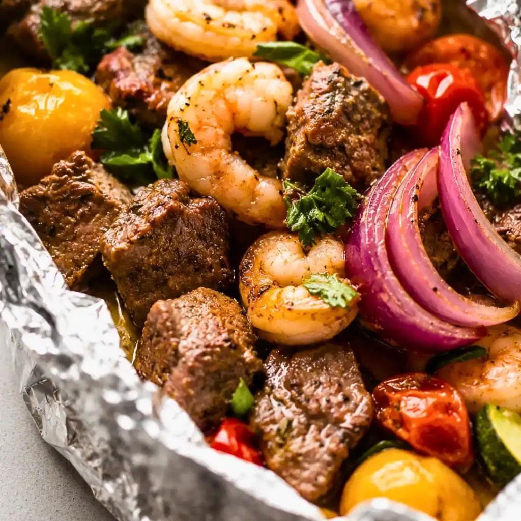 Steak and Shrimp Foil Packs: Easy Dinner Delight