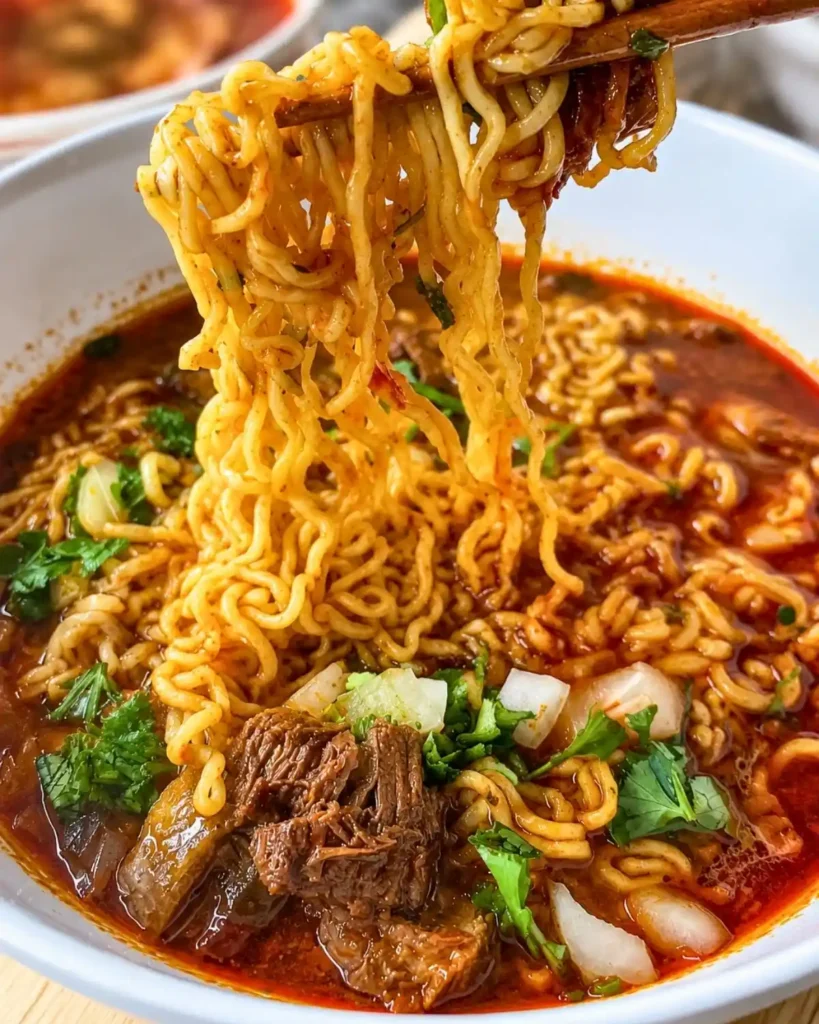 Birria Ramen with Beef in the Pressure Cooker