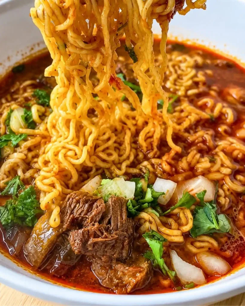 Birria Ramen with Beef in the Pressure Cooker