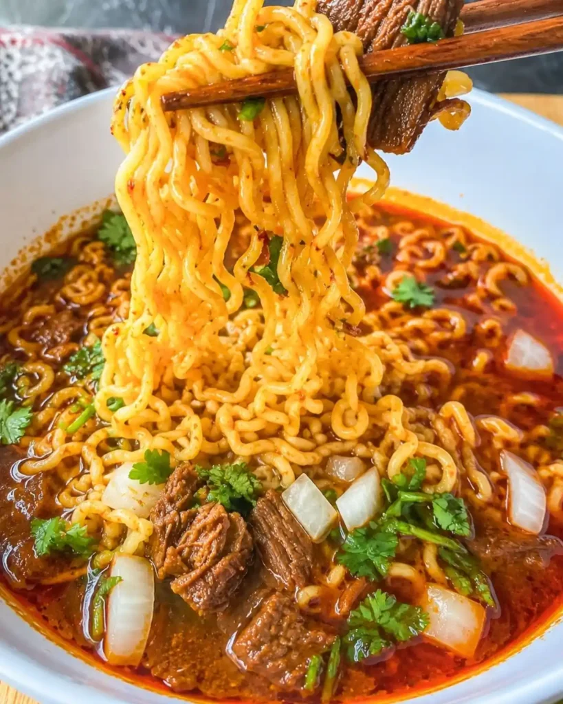 Birria Ramen with Beef in the Pressure Cooker