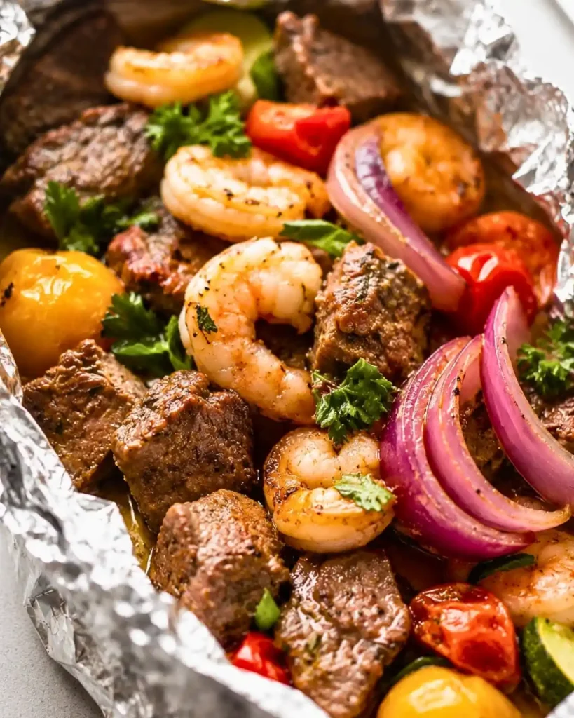 Steak and Shrimp Foil Packs: Easy Dinner Delight