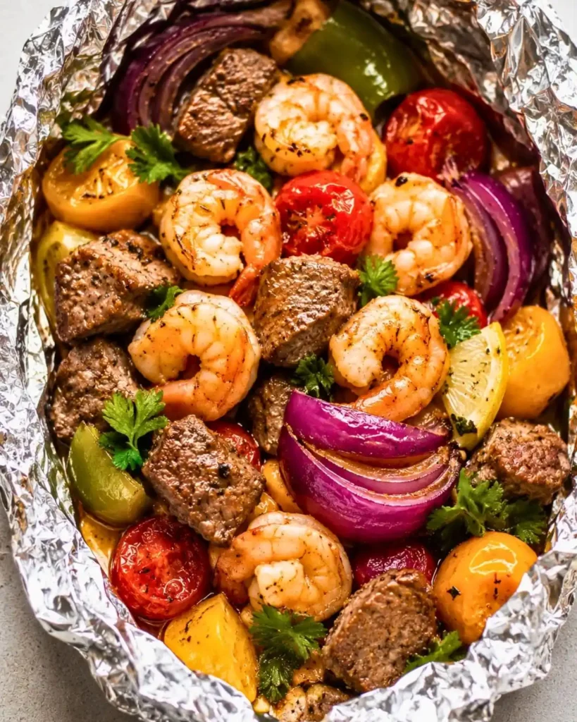Steak and Shrimp Foil Packs: Easy Dinner Delight