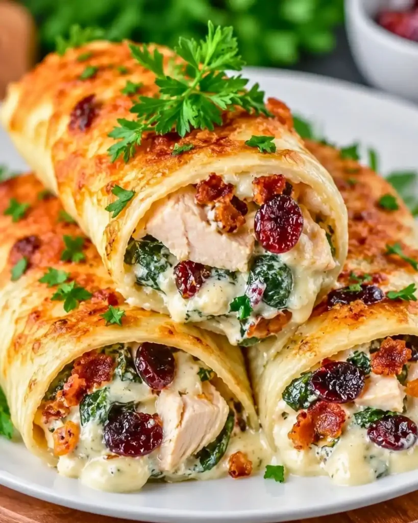 Crispy Keto Low Carb Cranberry Pecan Chicken Rollups
