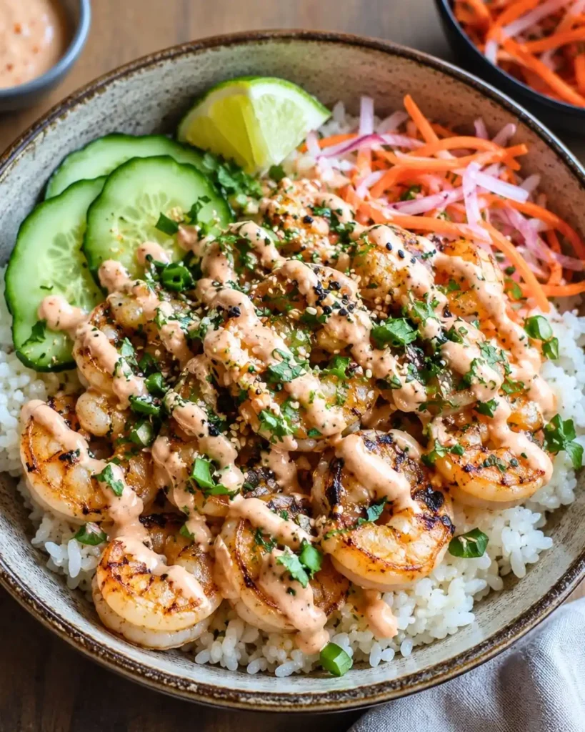 Shrimp Rice Bowls with Spicy Mayo