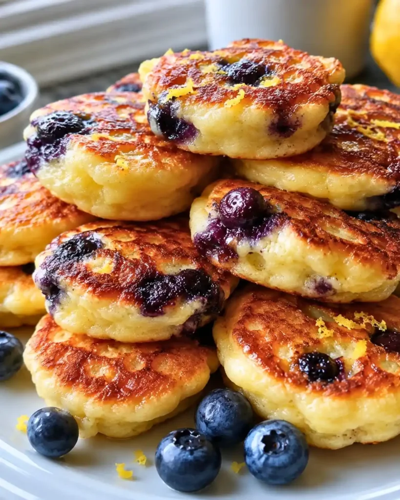 Easy 15-Minute Lemon Blueberry Cottage Cheese Pancake Bites
