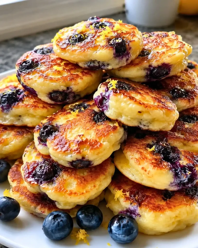Easy 15-Minute Lemon Blueberry Cottage Cheese Pancake Bites