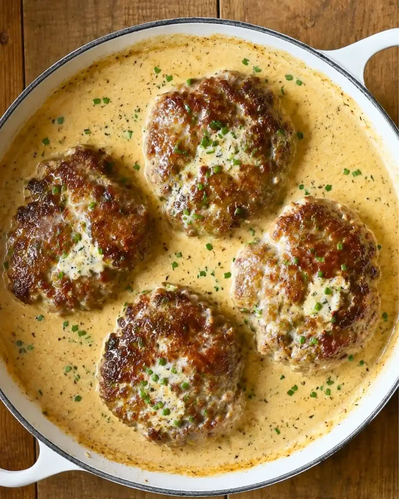 Salisbury Steaks in Horseradish Parmesan Sauce