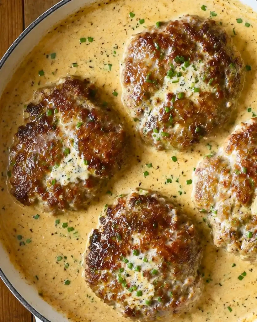 Salisbury Steaks in Horseradish Parmesan Sauce