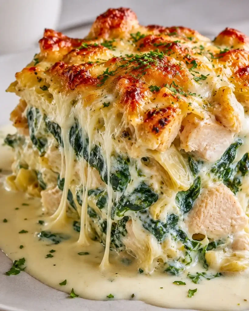 High Protein Spinach And Artichoke Chicken Casserole