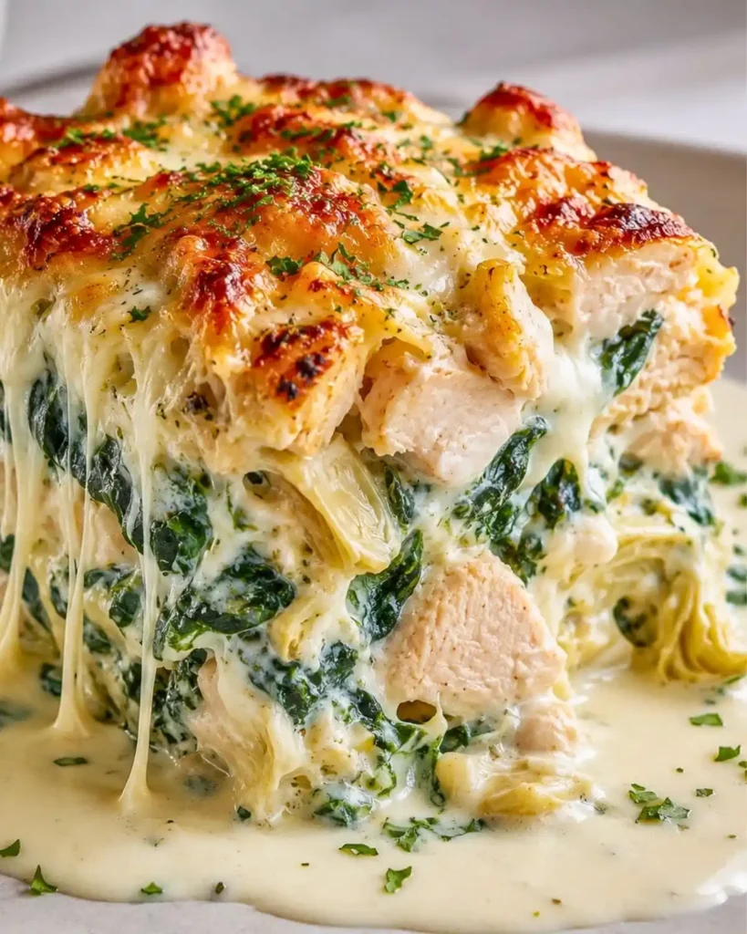 High Protein Spinach And Artichoke Chicken Casserole