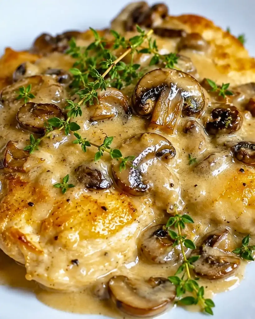 Savory Chicken in a Creamy Asiago Mushroom Sauce