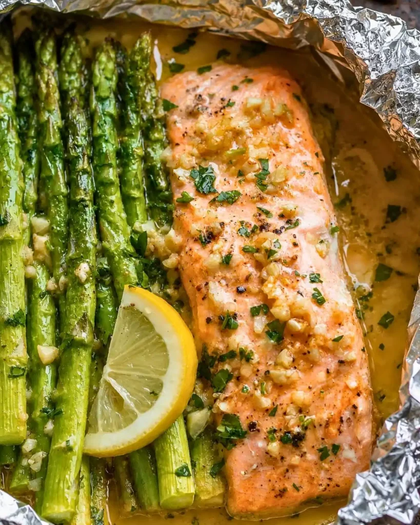 Foil Pack Grilled Salmon With Lemony Asparagus Recipe