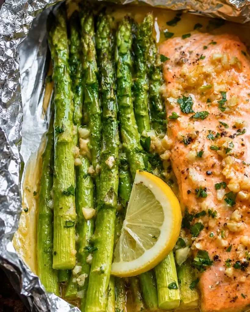 Foil Pack Grilled Salmon With Lemony Asparagus Recipe