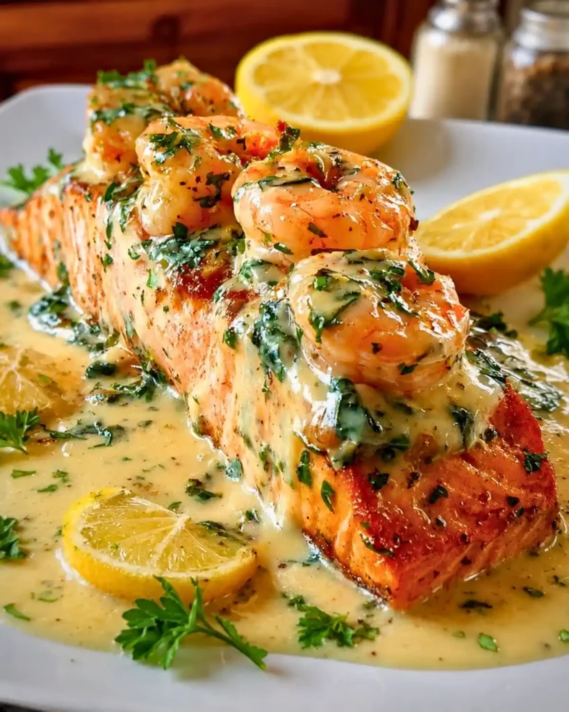 Creamy Tuscan Shrimp-Stuffed Salmon Fillets