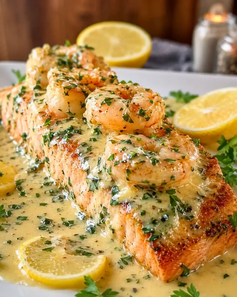 Creamy Tuscan Shrimp-Stuffed Salmon Fillets
