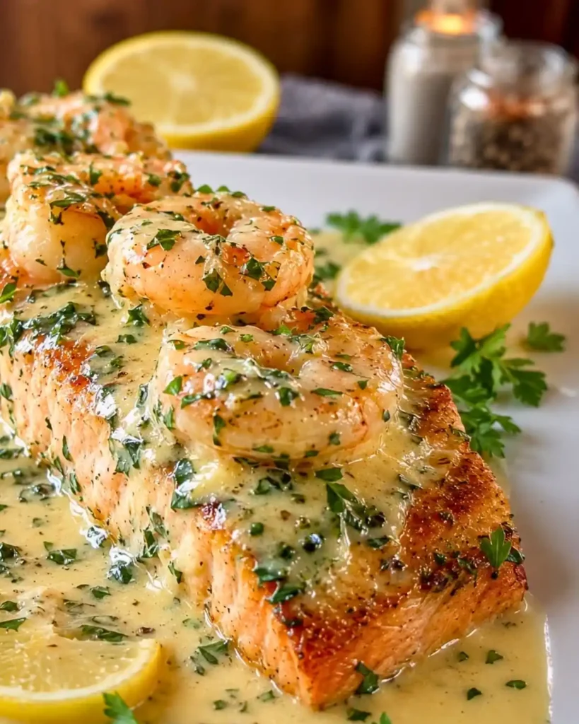 Creamy Tuscan Shrimp-Stuffed Salmon Fillets