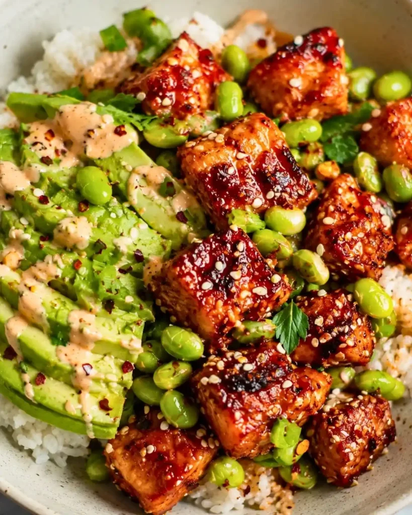 Honey Sriracha Salmon Bowls