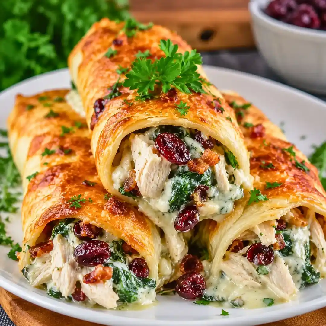 Crispy Keto Low Carb Cranberry Pecan Chicken Rollups