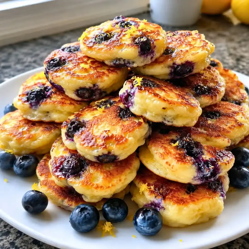Easy 15-Minute Lemon Blueberry Cottage Cheese Pancake Bites